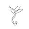 Humming bird one line drawing. Vector illustration minimalism style, bird flying with awesome contour hand drawn