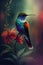 Hummingbird close up, coloful bird. Generative Ai