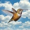 Hummingbird Flight Flying Hovering Clouds Background