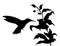 Hummingbird and flowers silhouette- vector