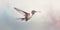 A hummingbird frozen mid-flight, contrasting its rapid wingbeats against a serene, pastel canvas, concept of