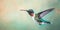 A hummingbird frozen mid-flight, contrasting its rapid wingbeats against a serene, pastel canvas, concept of