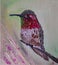 Hummingbird. Hummingbird photo. Painting. Hummingbird painting. Bird. Small bird. Photo of the painting. Nature. Bird oil. Humming