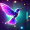 Hummingbird neon light background. Realistic vector illustration for your design AI generated