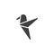 Hummingbird origami vector icon