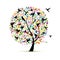 Hummingbird tree, sketch for your design