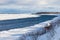 The hummocks and floes on the winter river