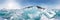 Hummocks of of lake baikal ice, panorama 360 degrees equirectangular projection