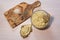 Hummus, crispbread and ingredients