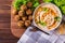 Hummus, falafel and chickpea served with salad and pita