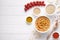 Hummus homemade arabic healthy vegan dip chickpeas paste snack flat lay with ingridients