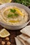 Hummus and pita bread - close-up