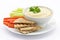 Hummus with pita bread and vegetables