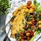 Hummus with veggies on a plate