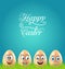 Humor Easter Card with Crazy Eggs on Grass Meadow