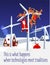 Humoristic Christmas postcard. Santa Claus with his deers got lost in the windmill.