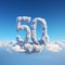 Humorous 3d Cloud Art: A Playful Number 50 In Vray Tracing Style