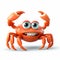 Humorous 3d Pixar Crab Illustration On White Background