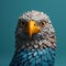 Humorous 3d Render Of Eagle Figurine With Blue Feathers And Eyes