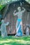 Humorous body builder figure and statue in 2 dimension,