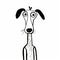 Humorous Cartoonish Dog Drawing With Mid-century Illustration Style