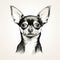Humorous Chihuahua Portrait Drawing In Sketch Style