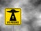 Humorous danger road signs for UFO, aliens abduction theme, vector illustration. Background of dark grey sky with cumulus clouds a