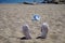 A humorous decorative composition on a sandy beach. Kolimpia, Rhodes, Greece