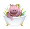 Humorous Hippopotamus Taking Bath Funny Grooming