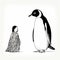 Humorous Illustration Of A Girl In Kimono With A Hidden Penguin