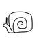 Humorous image of a snail. Primitivism. Tattoo, illustration, logo, minimalism