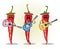 Humorous image of three Mexican chilli playing the guitar