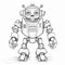 Humorous Inspection Robot Coloring Page With Strong Linear Elements