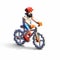 Humorous Isometric 8bit Bike Character Pc With Vivid Color Blocks