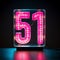 Humorous Neon Number 51: Dark Pink And Light Emerald Tableau