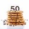 Humorous Numerical Complexity: 50 Chocolate Chip Cookies On White Background