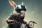 Humorous Rabbit Motorcyclist. AI