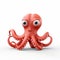 Humorous Red Octopus Photobashing Artwork On White Background