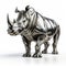 Humorous Rhino 3d Design: Robot Silver Rhino In National Geographic Style