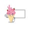 Humorous strawberry ice cream cartoon design Thumbs up bring a white board