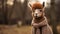 Humorous Uhd Image Of Medium Brown Alpaca With Scarf