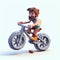 Humorous Voxel Art: A Pixel Man Riding A Bike In Imaginative Ruined Materials