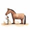 Humorous Watercolor Illustration: Boy With Horse