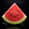 Humorous Watermelon Floating On Water Droplet - Sharp And Detailed 8k Photo
