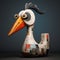 Humorous Wooden Duck Sculpture In Avant-garde Ceramic Style