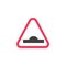 Hump ahead warning sign flat icon