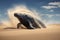 Humpback Whale jump in desert. Climate change concept. Generative Ai