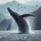 Humpback whale leaps from the water in a dramatic breach