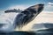 Humpback whale splashing in the Pacific Ocean, Alaska, Humpback whale jumping out of the water, AI Generated