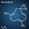 Humulene, alpha-humulene or Î±-caryophyllene molecule. It is component of the essential oil from flowering cone of hops plant.